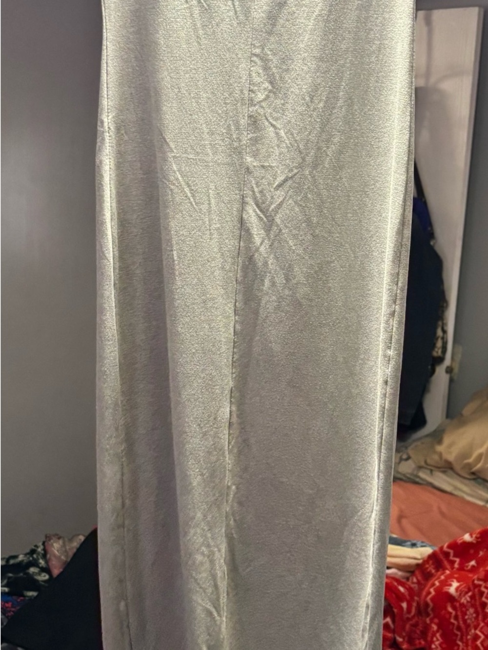 Satin Silver Maxi Skirt - Sleek Women's Skirt